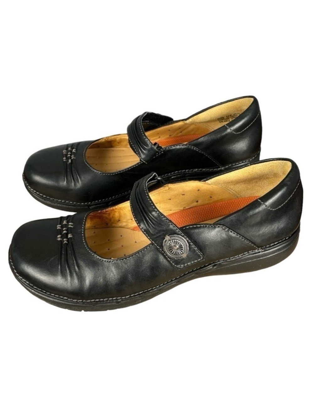 Unstructured Clarks Mary Jane Style Black Comfort Shoes Dark Academia Sz. 6.5 W